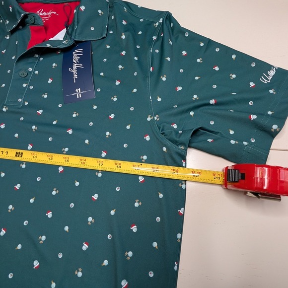 Walter Hagen Mens M Performance Golf Polo Shirt Green Holiday Print Short Sleeve - Picture 5 of 6